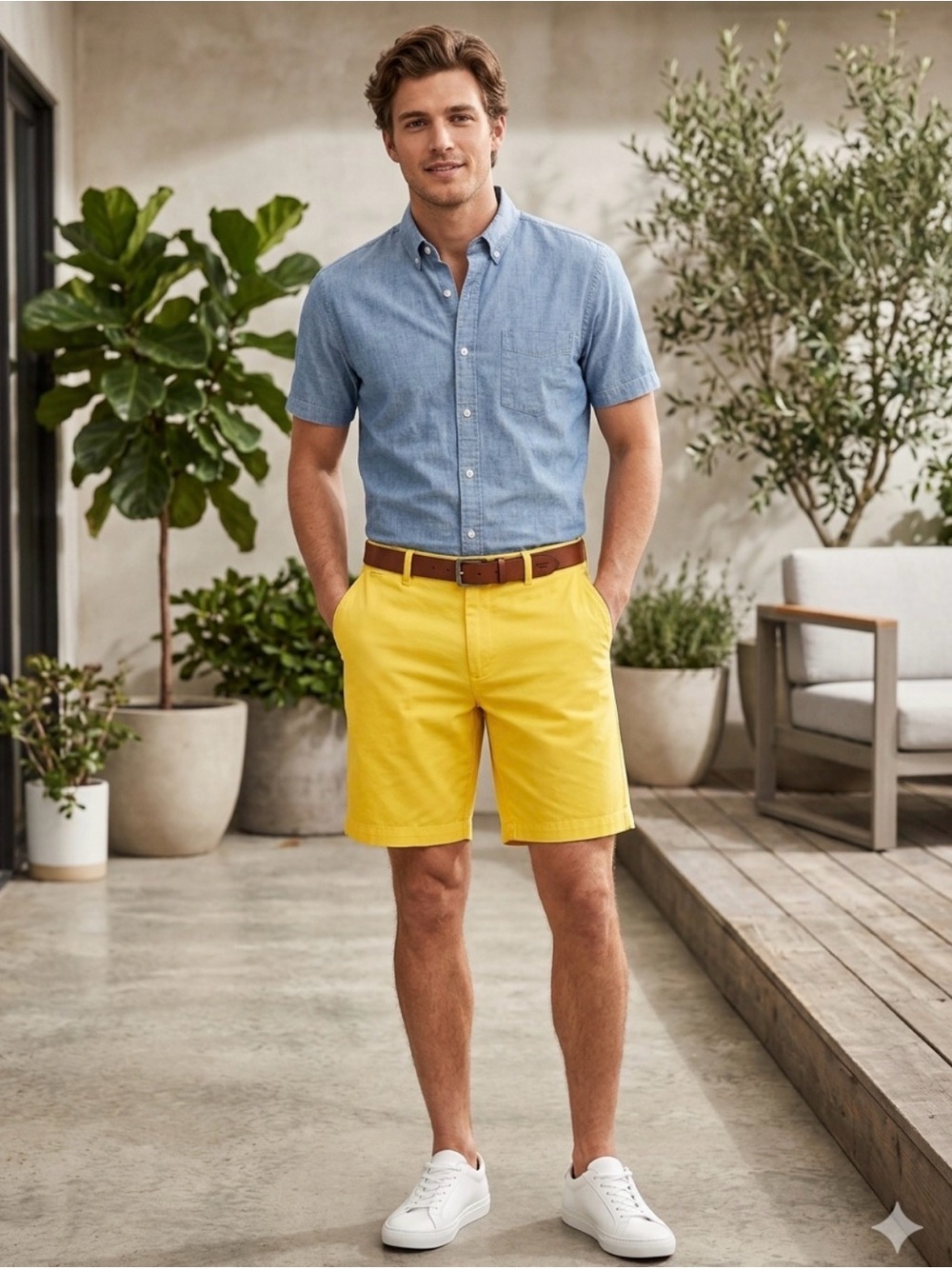 Club Room Bright Yellow Flat-Front Chino Shorts